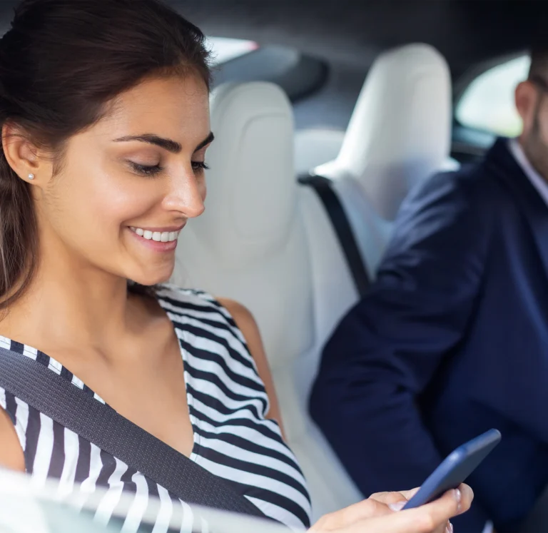 businessmen car couple successful prosperous businessmen sitting back seat car