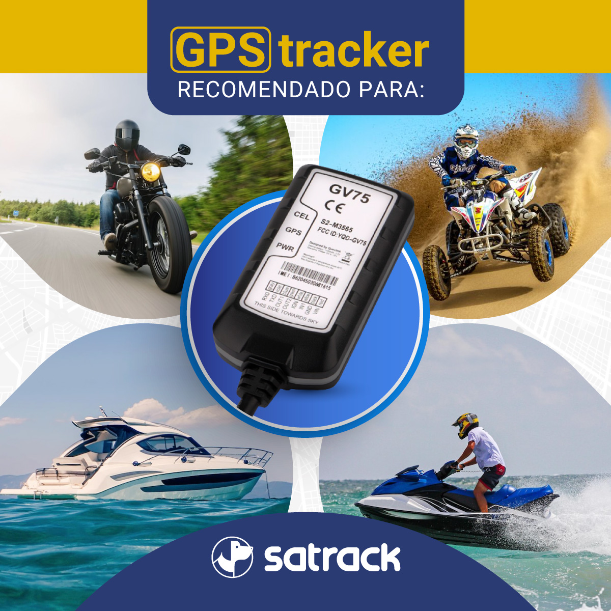 Optimus GV75MG impermeable con cable GPS Tracker para motocicletas, barcos,  maquinaria, activos